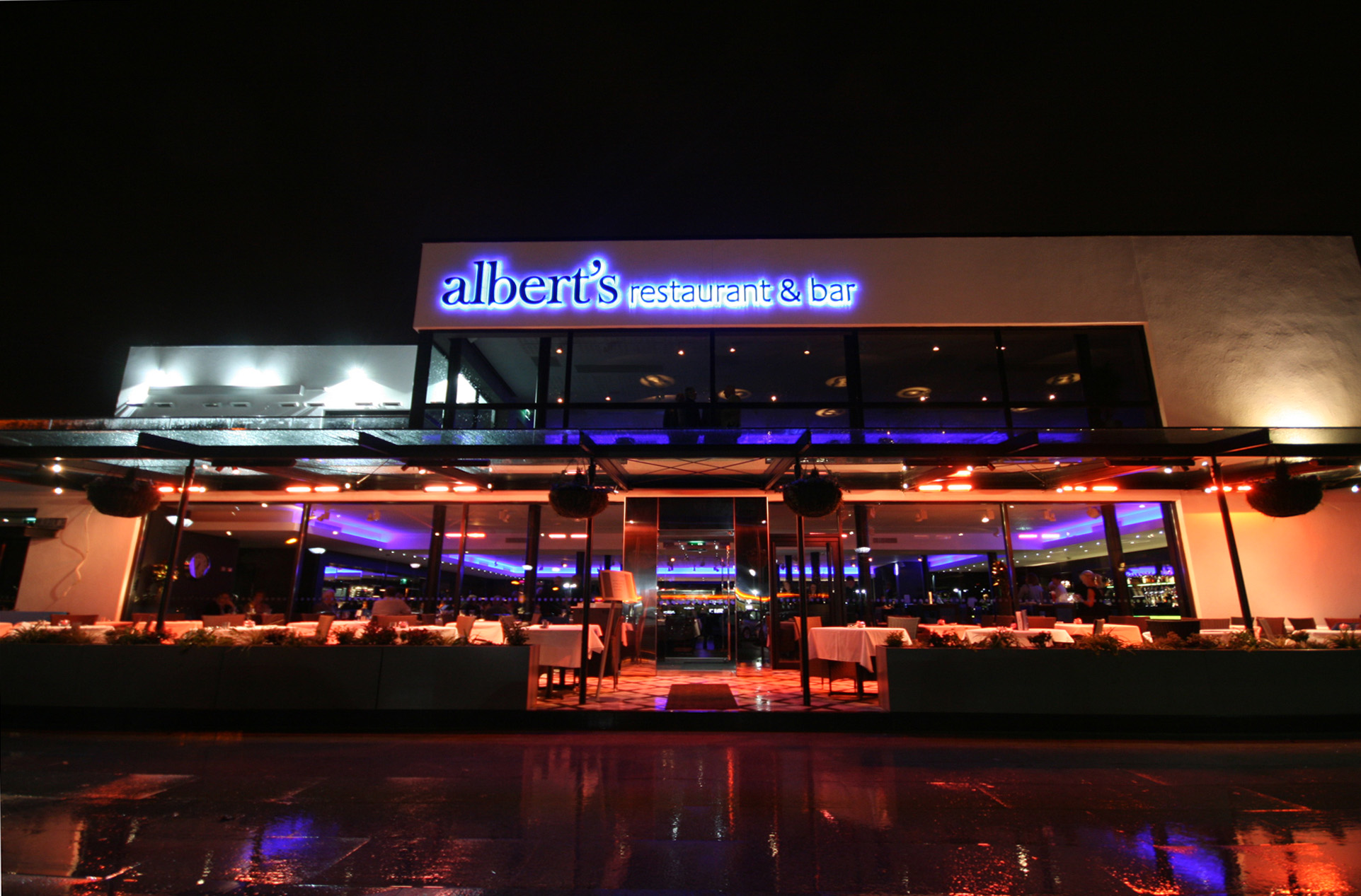 Albert's Restaurant and Bar Worsley - Exterior at night
